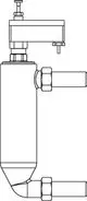 Schematische Darstellung einer Wassermangelsicherung mit einem Grundkörper. Produkt von IMI Hydronic Engineering, verzinkte Ausführung mit verschiedenen Anschlussmöglichkeiten.